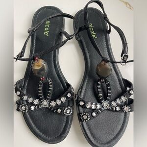 Nicole Black Embellished Sandals size 9